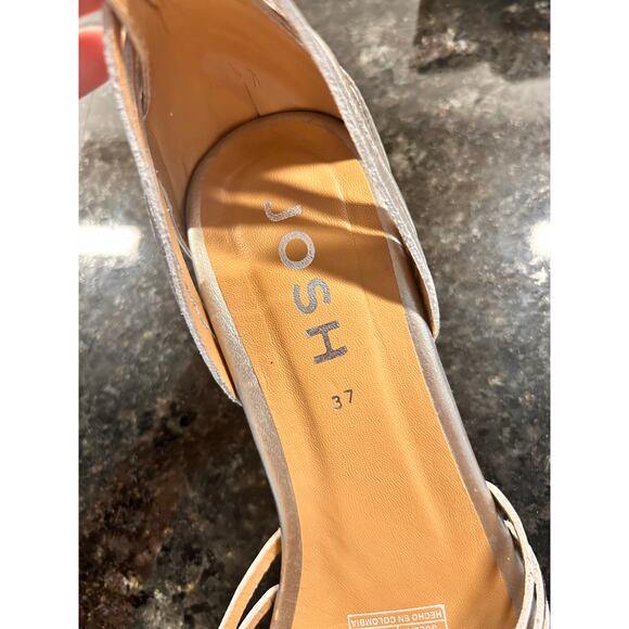 Josh Metallic Silver Woven Leather Slingback Heeled Sandals Party Y2K Size 37 - Picture 9 of 10